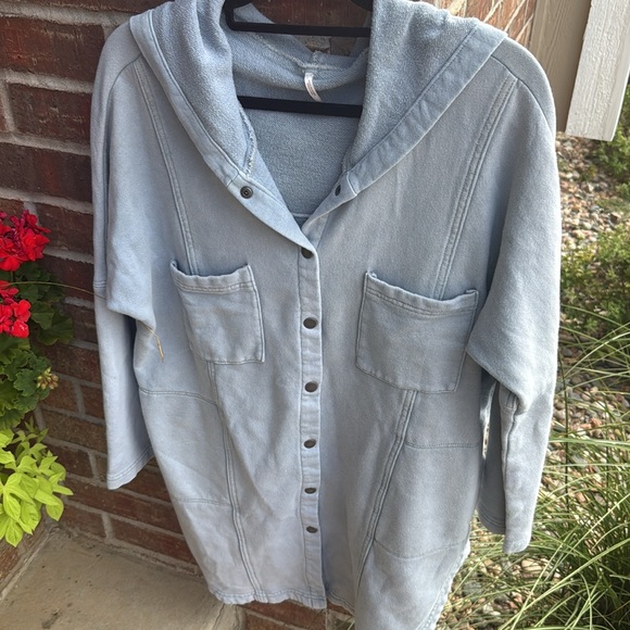 Free People Light Blue Hooded Jacket - Picture 6 of 16